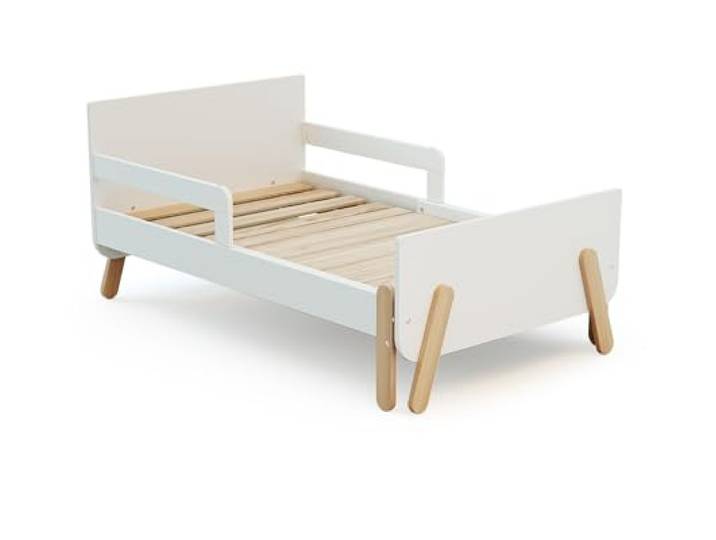 WEBABY - Ausziehbares Kinderbett aus Holz, 80 x 140 – 165 – 190 cm, Pirat – Weiß