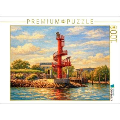 CALVENDO Puzzle Unterfeuer Finkenwerder mit Aussichtsturm | 1000 Teile Lege-Größe 64 × 48 cm Foto-Puzzle für glückliche Stunden