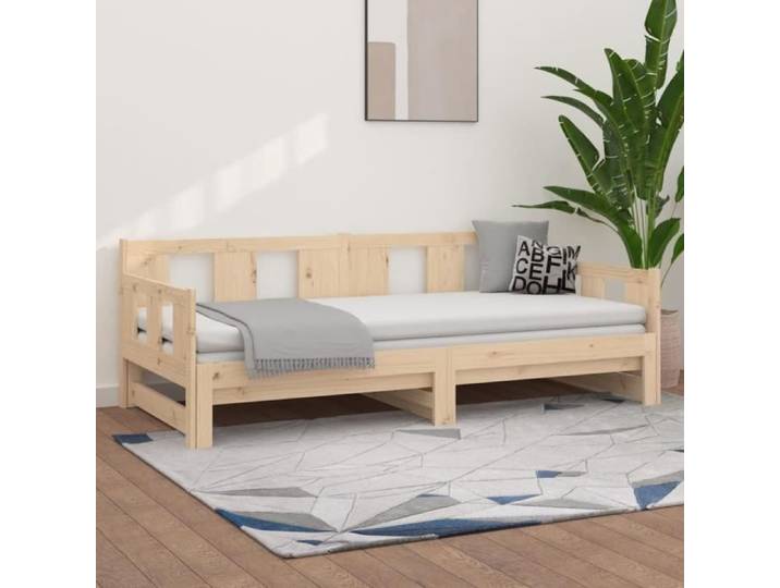 Lit coulissant sans matelas bois de pin massif 2x(90x190) cm 820292