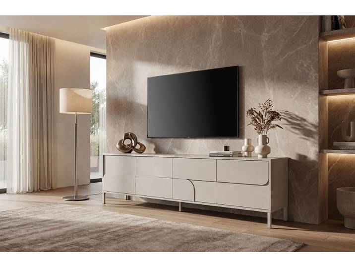 Meuble TV Verona Panneau de particules, revêtu de mélaminé Beige 205 x 62 x 40cm