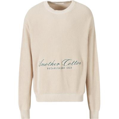 Rundhalspullover ANOTHER COTTON LAB "Another Cotton Lab Established Knit Sweater", Herren, Gr. XL, beige (weiß), 100% Baumwolle, loose fit, Rundhals, Pullover Rundhalspullover