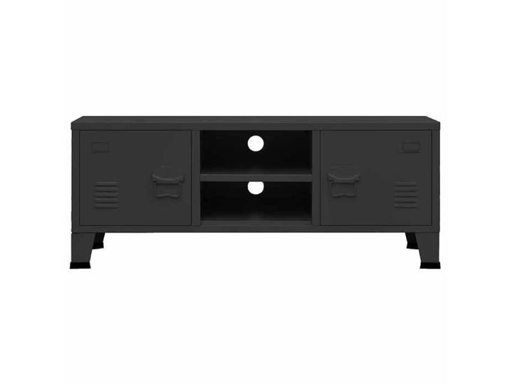 Meuble TV - - Banc TV - Métal - Noir - 2 portes - 105x35x42 cm 320rtv23q