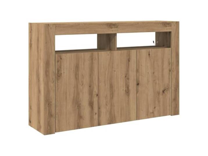 PUGYNBK Artisan Sideboard, Eiche, 116 x 30 x 75 cm RGB-LED-Lichter, Holzregale, Türen mit Scharnieren, Innengebrauch
