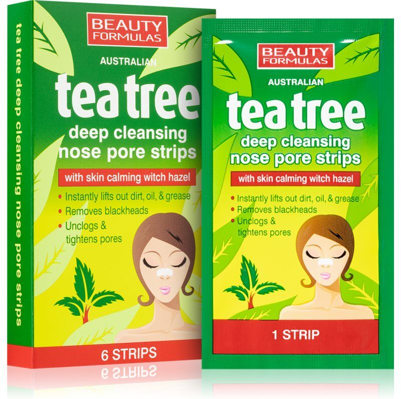 Beauty Formulas Tea Tree nose pore strips for blackheads 6 pc