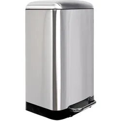 Perel Urban bin - 30 l - Rectangular - Stainless steel, Abfalleimer, Silber, Grau