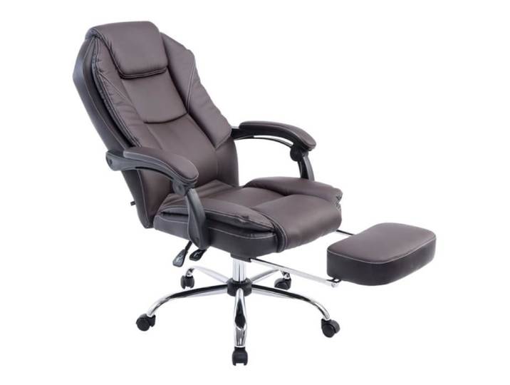 Fauteuil de bureau inclinable Castle similicuir avec Repose-pieds téléscopique Marron
