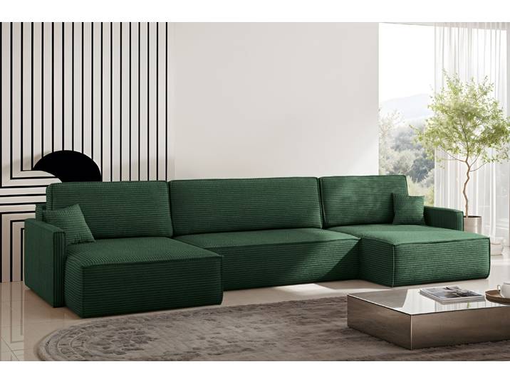 Kaiser Möbel Ecksofa Carlos Mit Schlaffunktion und Bettkasten Elegante Stoff Poso Grün
