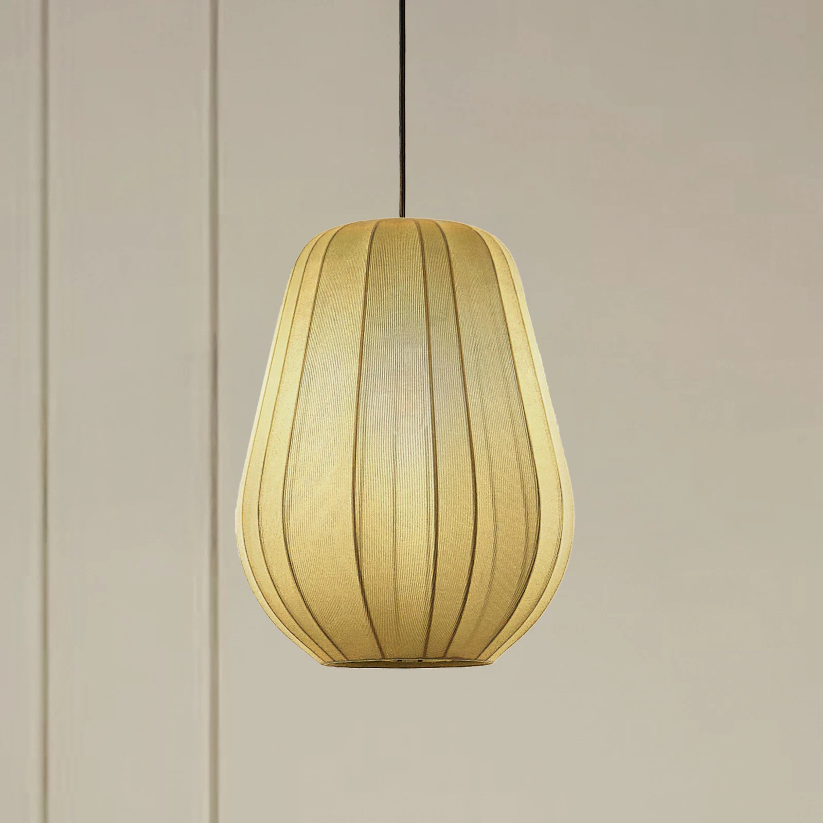 Lindby Helin Hanglamp Grijs Ø30 cm - Modern Stoffen Lamp voor Woonkamer en Eetkamer