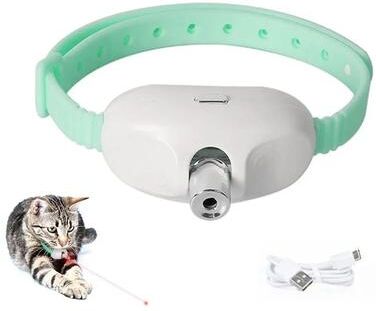 Inspire Essentials LaserPaws Smart Rechargeable Laser Cat Collar Interactive Toy green