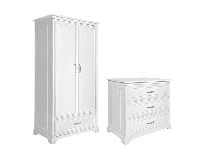Commode 3 tiroirs et armoire 2 portes Novelies Melody Blanc