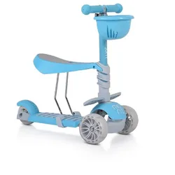Moni Kinderroller Bubblegum 2 in 1, Höhe einstellbar, Sitz abnehmbar, 3 Räder blau