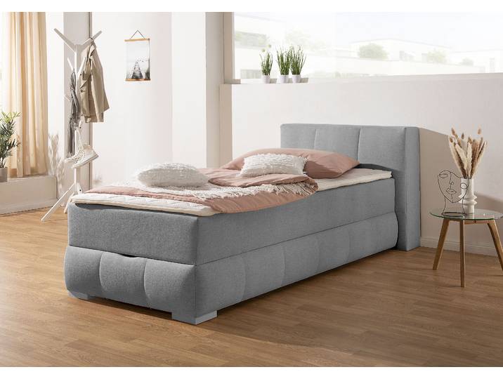 Boxbett HOME AFFAIRE Chelles , grau, B:107cm L:225cm, Komplettbetten, inkl. Topper und Bettkasten