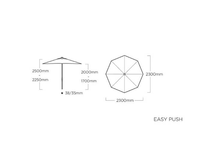 Kettler Easy Push Mittelstockschirm Ø230cm