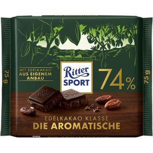 Ritter-Sport Tafelschokolade Edelkakao Klasse Die Aromatische, 74% Kakaogehalt, 75 g