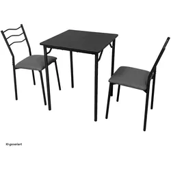 HTI-Living, Essgruppe, Essgruppe Thora 3-teilig Tischplatte Schwarz (MDF)