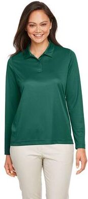 Team 365 TT51LW Women's Zone Performance Long Sleeve Polo Shirt in Sport Forest Green size 3XL   Polyester