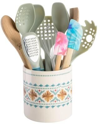 Spice by Tia Mowry Savory Saffron 12Pc Kitchen Tool Set with Crock