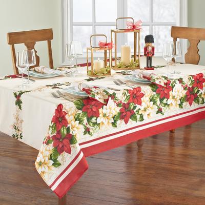 Threadmade Red and White Poinsettia Tablecloth