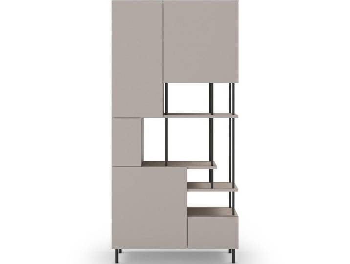 Bibliothèque 6 niveaux 5 portes beige 84 cm - Lise