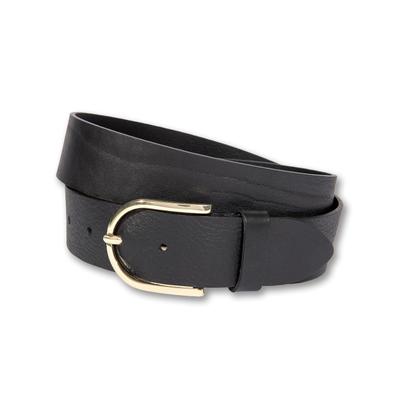 Ledergürtel SILBERGIFT "Ledergürtel mit fein geschwungener Schließe", Damen, Gr. 90, schwarz, Rindsleder, Gürtel Ledergürtel