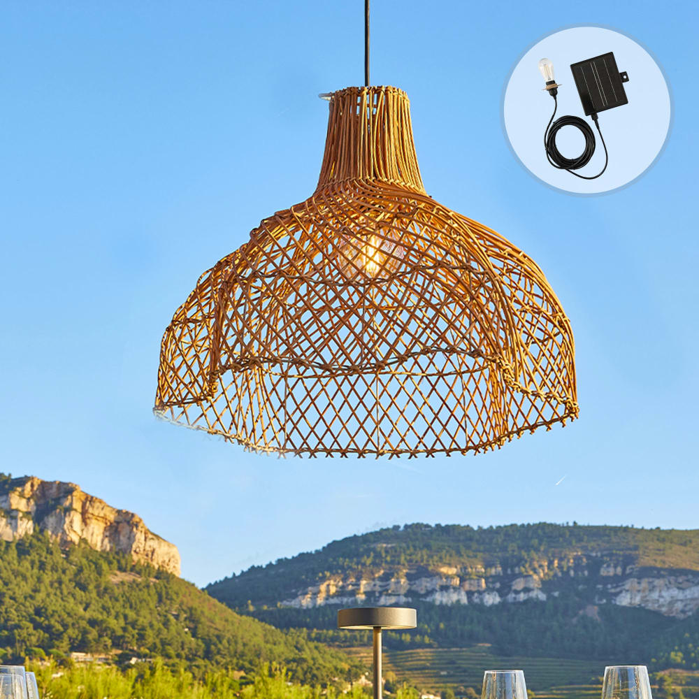 LUMISKY Suspension solaire rotin beige d60cm Beige 60x50x60cm