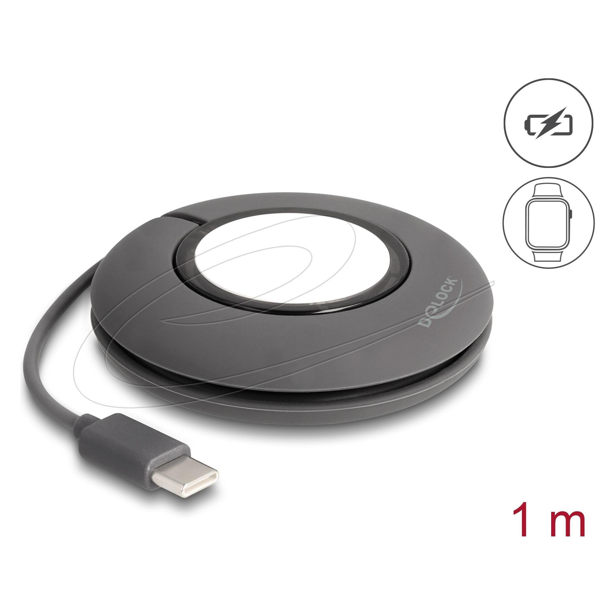 Delock USB Type-C Aufrollladekabel für Apple Watch 1 m grau (83019)