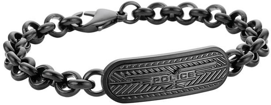 Police Gravur Armband MIB Onset für Herren Edelstahl schwarz schwarz