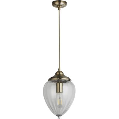 SEARCHLIGHT Pendelleuchte "Moscow Pendelleuchte - Antikes Messing und geripptes Glas", gold (antik, messingfarben), H: 33cm, 1 Stk., Leuchten, Pendelleuchte