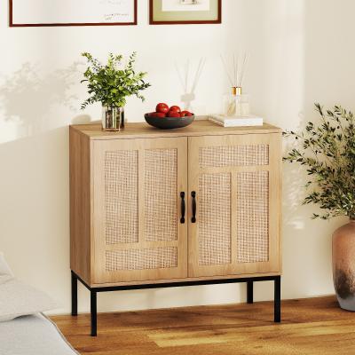 Lirago Boho Storage Cabinet with Asymmetrical Pattern Doors for Kitchen