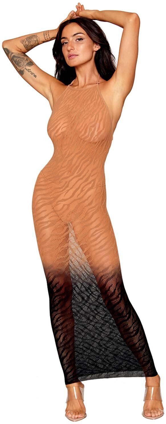 Dreamgirl Robe bodystocking avec motifs zèbre, aux couleurs cuivrées