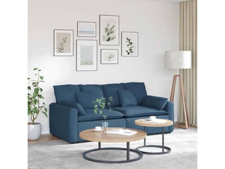 Modulares Sofa mit Kissen Blau, 2 Teile, Stoffbezug mit Metallrahmen Stoffpolsterung, Schaumstofffüllung, Textilene-Sitzflächen, flexible Modulkonfiguration, Wohnzimmer und offene Räume