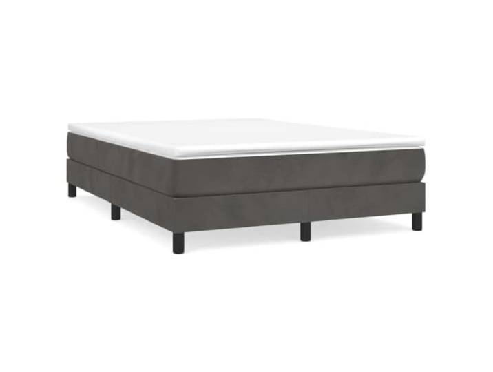 PUGYNBK Boxspringbett aus Samt, dunkelgrau, 140 x 190 cm Taschenfedern, mittlere Festigkeit, Holzlatten, Lederschutz