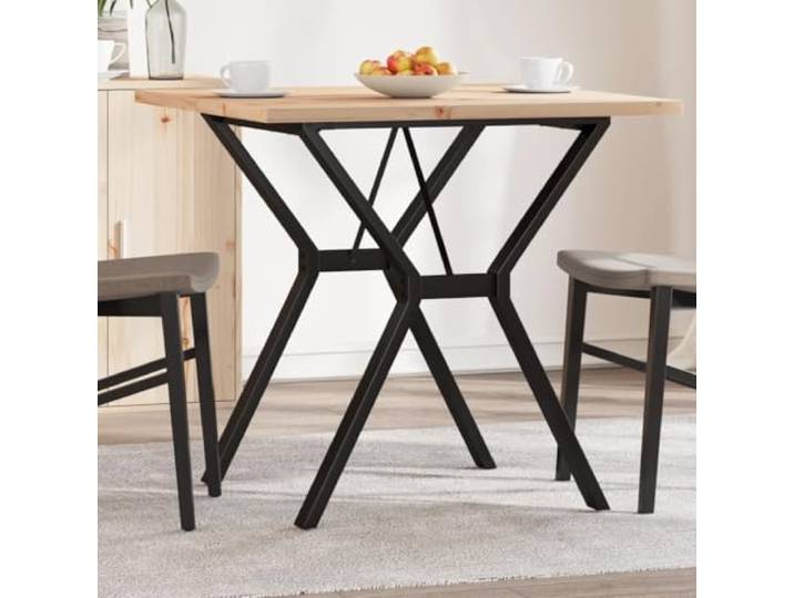HEFZGDB Esstisch Y-Gestell 80x80x75,5 cm Massivholz Kiefer & Stahl mit robuster Tischplatte für rustikales Ambiente und langlebige Stabilität