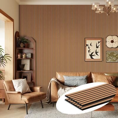 Yvanla 2Pcs Wood Slat Acoustic Wall Panels