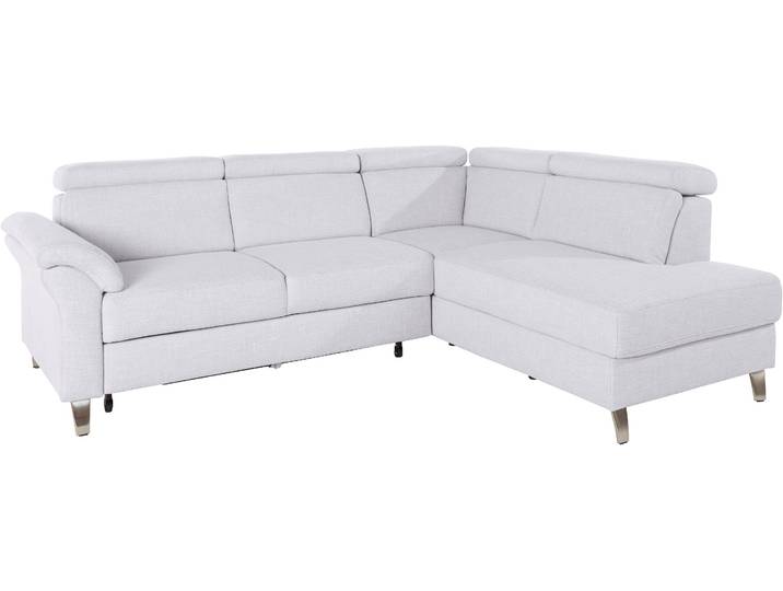 Ecksofa, Silber, 245x194 cm, Struktur, Kopfteilverstellung, Modern, sit&more