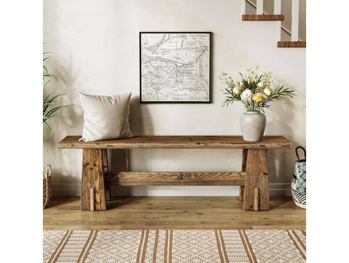 Banc - LITTLE TREE - 150×30×45 cm - Bois massif - Marron rustique - Vintage