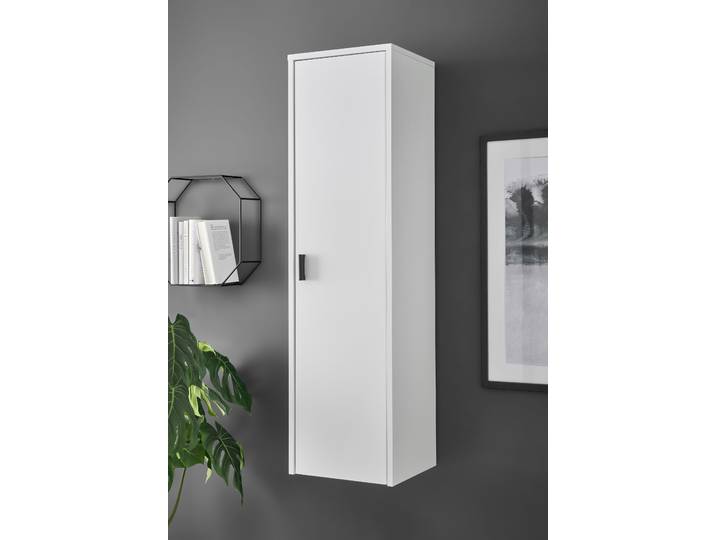 Mehrzweckschrank HOME AFFAIRE Hudson , weiss (weiß), B:33cm H:120cm T:30cm, Holzwerkstoff, Schränke, Mehrzweckschrank, in moderner Trendfarbe, Griffe aus Metall (Schwarz), Höhe 120 cm