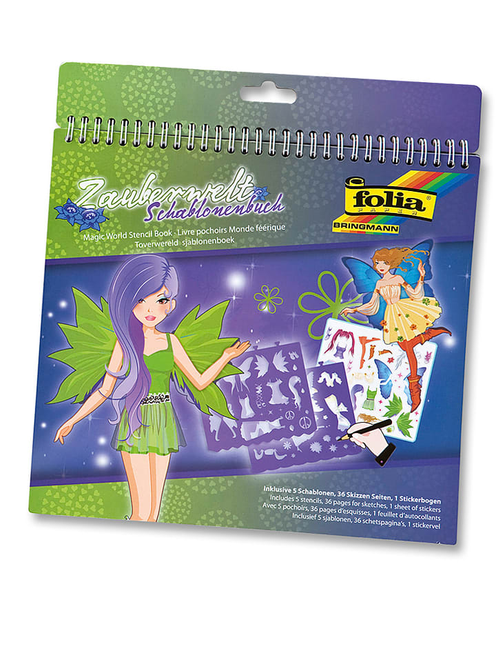 folia PAPER Schablonenbuch "Zauberwelt" in Bunt - (L)24 x (B)14,2 - onesize