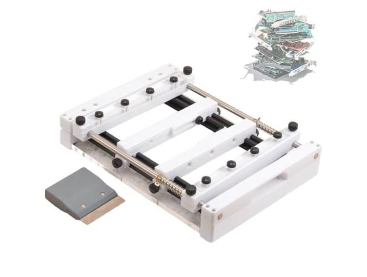 SICWEDIM Manuelle Lötpaste, Siebdruckmaschine, 150 x 150/250 x 250 mm, PCB-Schablonendrucker mit Schaber, kleine Stahlgitter-Siebdruckstation, ohne Stahlplatten (weiß, 250 x 250 mm)