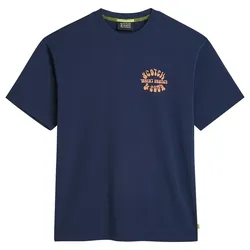 SCOTCH&SODA Herren T-Shirt - Front & Back Artwork Tee, Relaxed Fit, Print, Rundhals, Kurzarm Blau / M