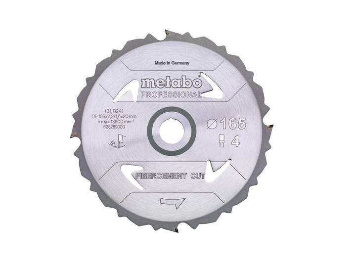 Kreissägeblatt METABO Fibercement Cut Professional Ø165 x 20 mm, Z4 , silber (bunt), Sägeblätter, Kreissägeblatt
