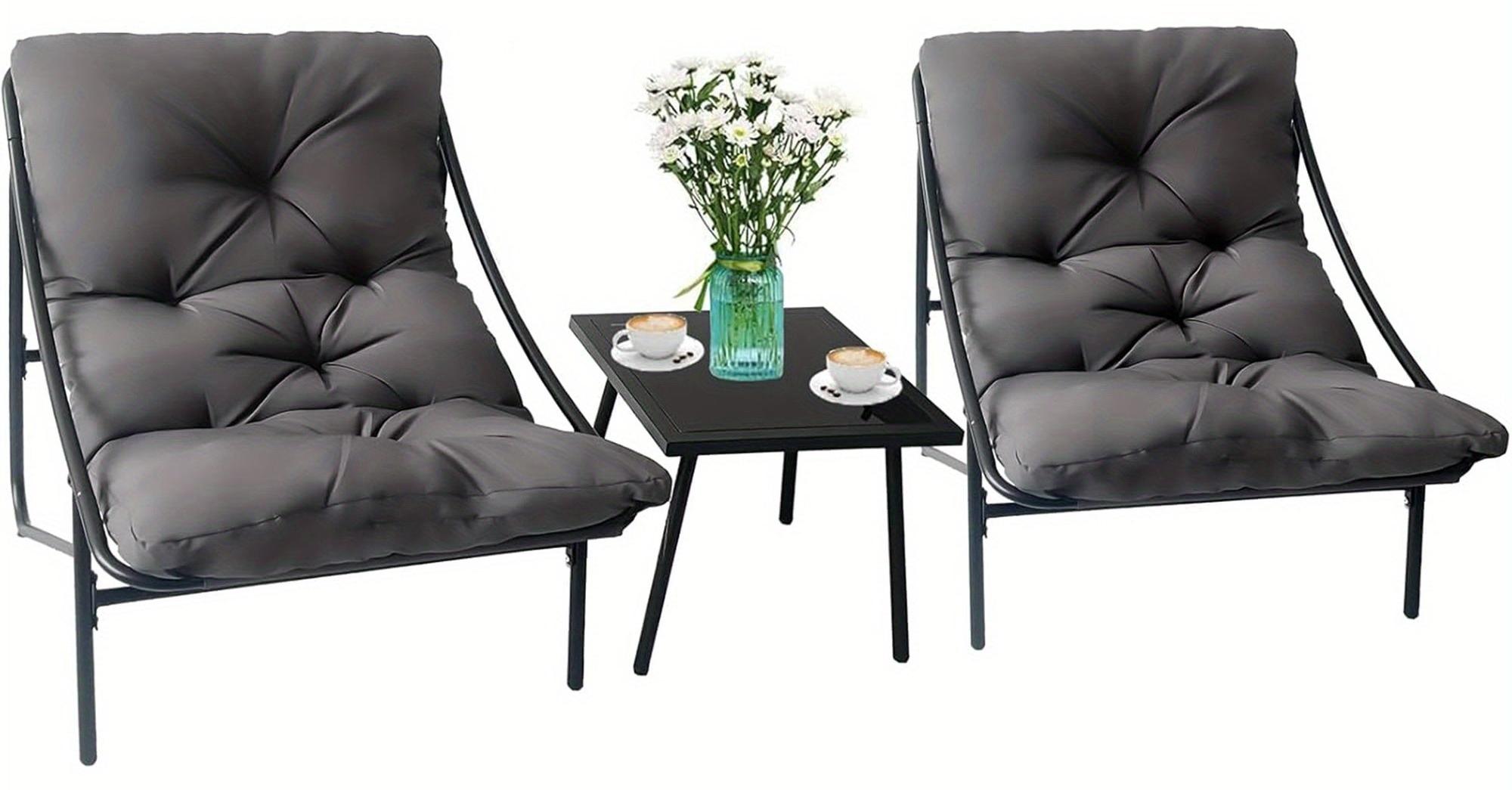 Loungebett - Loungesofa - Gartenbank - Balkonset - Sessel - 3-teilig, Schwarz - Klappbar und mit verstellbarer Rückenlehne