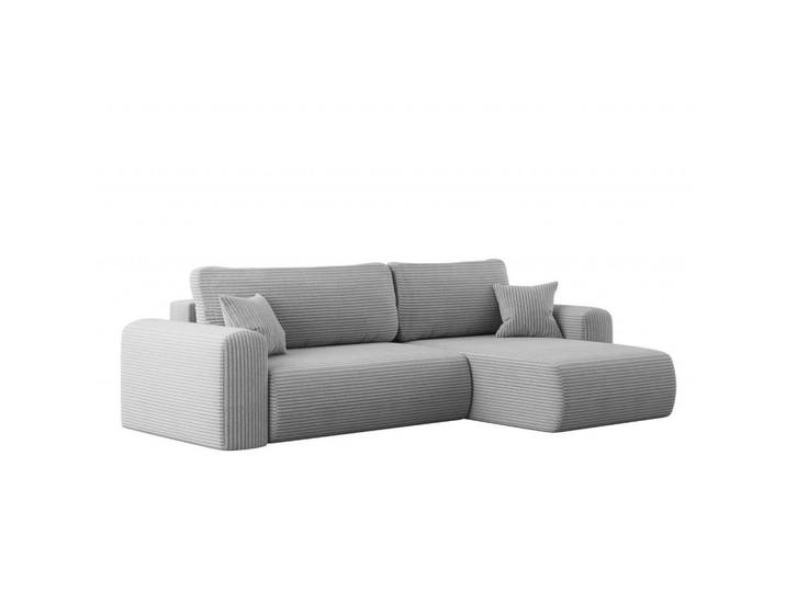 Kaiser Möbel Ecksofa Mit Schlaffunktion und Stauraum für Bettzeug Capri Stoff Poso Hellgrau Rechts, L-Form,L-Form, 272x145 cm, Wohnzimmer, Sofas & Couches, Wohnlandschaften, Ecksofas