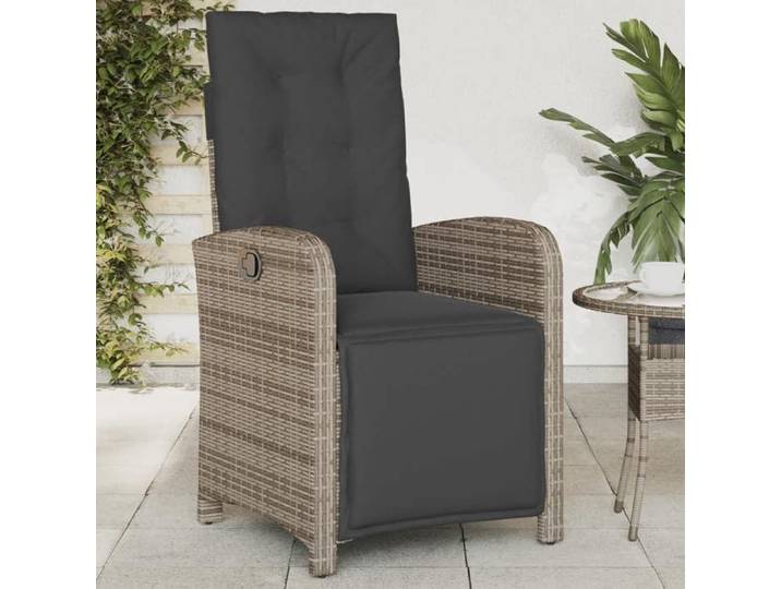 Chaise inclinable de jardin et repose-pied gris résine tressée 365187