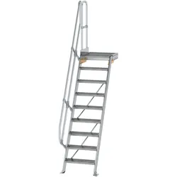 MUNK Treppe mit Plattform 60° inkl. einen Handlauf, 600mm Stufenbreite, 9 Stufen