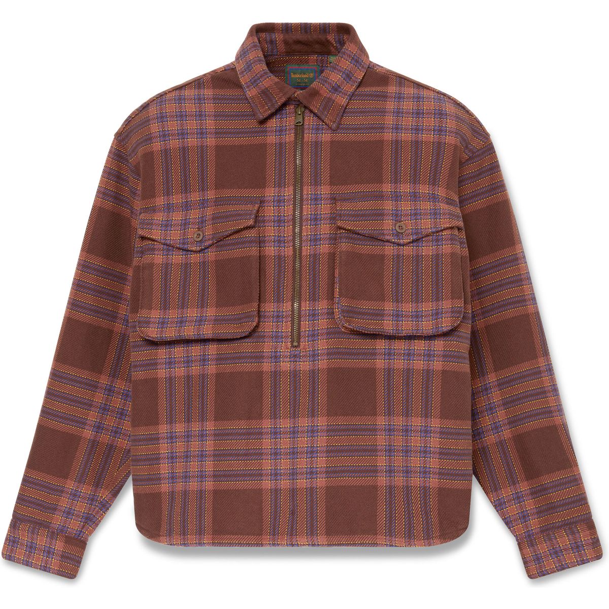 Timberland Mens Flannel House Check 1/4 Zip Overshirt chicory cof yd M TBC0YH8PAIL1-M