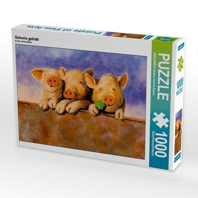 CALVENDO Puzzle Schwein gehabt 1000 Teile Puzzle quer | 1000 Teile Lege-Größe 64 × 48 cm Foto-Puzzle für glückliche Stunden