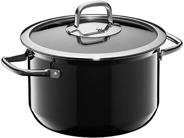 WMF Fusiontec Mineral Kochtopf groß 22 cm, Glasdeckel, Fleischtopf Induktion 4,7l, High-Tech Keramik, backofenfest, kratzfest, Made in Germany, spülmaschinengeeignet, schwarz