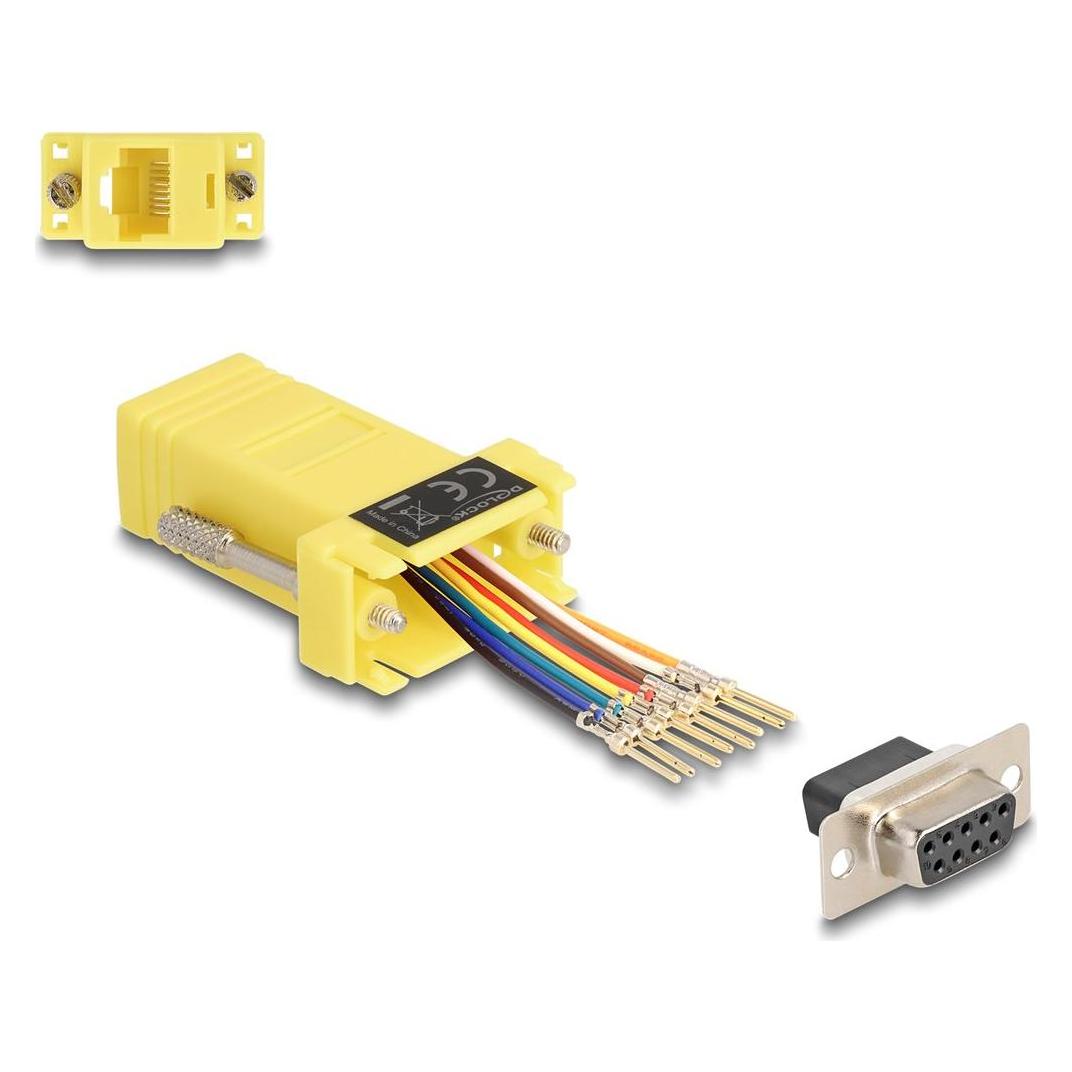 Delock D-Sub 9 Pin Buchse zu RJ45 Buchse Montagesatz gelb (0.05 m) (67107)