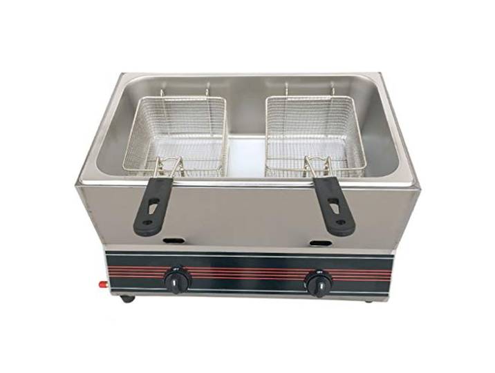 Deep Fryer Gas Fritteuse 22L Doppel-Zylinder-große Kapazitäts-Friteuse Edelstahl Material Infrarot-Heizung-Brenner